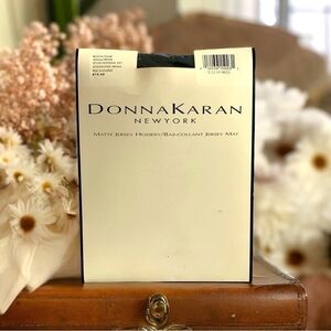 NIB Vintage Luxury DKNY Matte Jersey Hosiery Tights Black Nylons Pantyhose